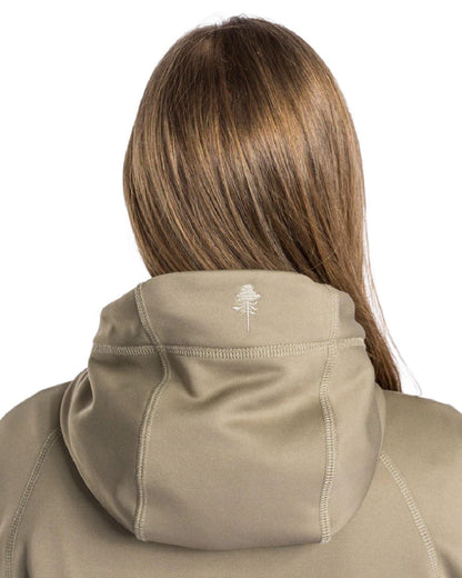 Mid Khaki coloured Pinewood Womens Finnveden Hoodie on white background #colour_mid-khaki