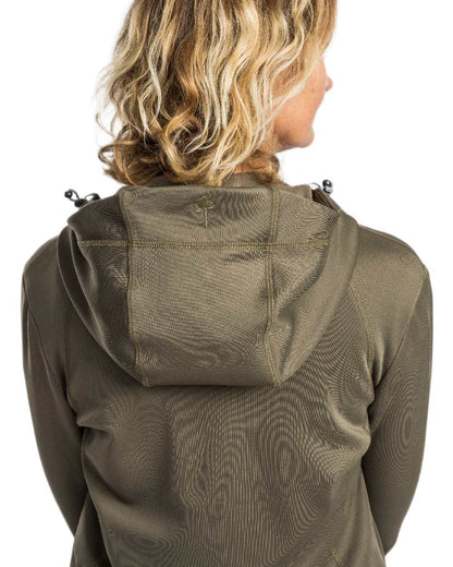 Olive Coloured Pinewood Womens Finnveden Hoodie on white background #colour_olive