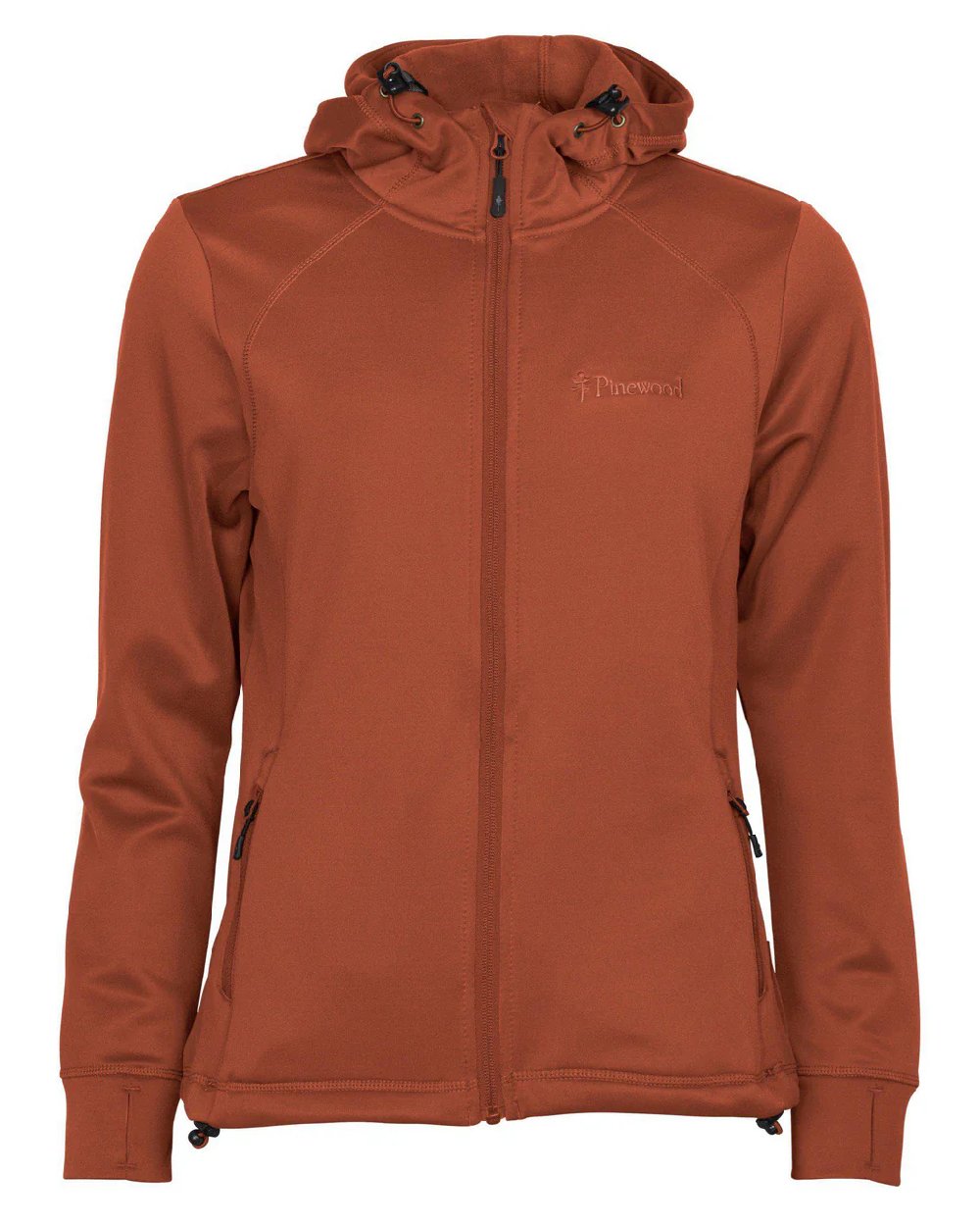 Terracotta coloured Pinewood Womens Finnveden Hoodie on white background #colour_terracotta