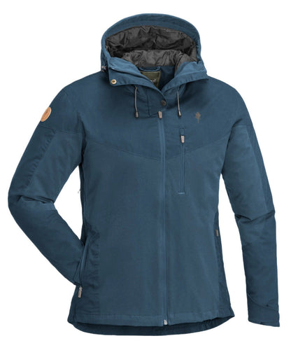 Dark Dive Coloured Pinewood Womens Finnveden Hybrid Extreme Jacket on white background #colour_dark-dive