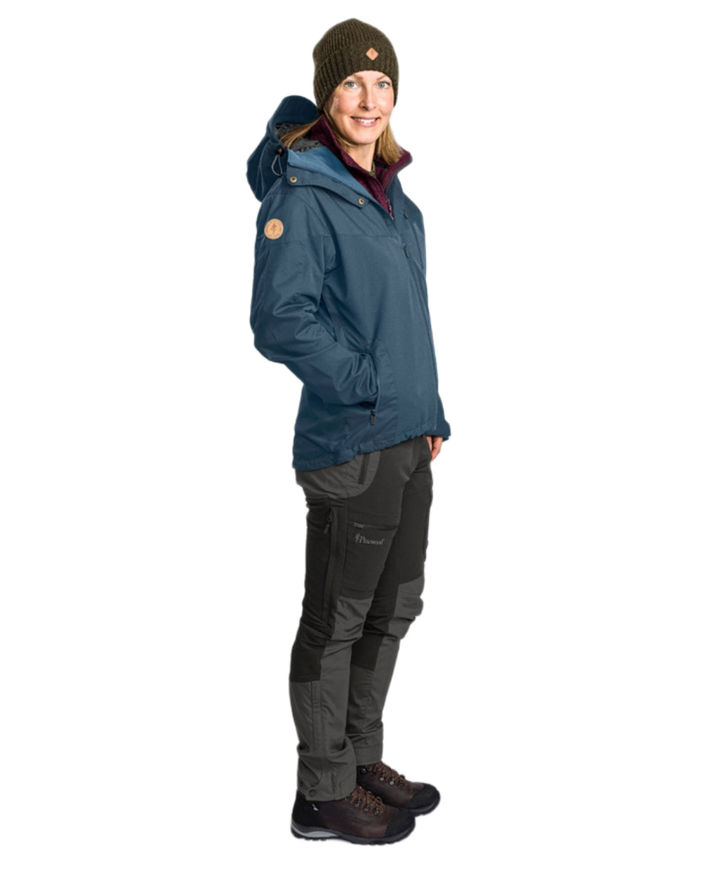Dark Dive Coloured Pinewood Womens Finnveden Hybrid Extreme Jacket on white background #colour_dark-dive