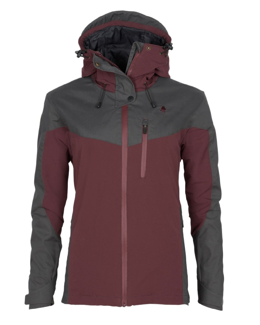 EarthPlum Dark Anthracite Coloured Pinewood Womens Finnveden Hybrid Extreme Jacket on white background #colour_earth-plum-dark-anthracite