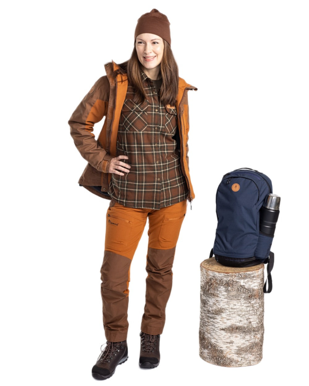 Fudge Nougat Coloured Pinewood Womens Finnveden Hybrid Extreme Jacket on white background #colour_fudge-nougat