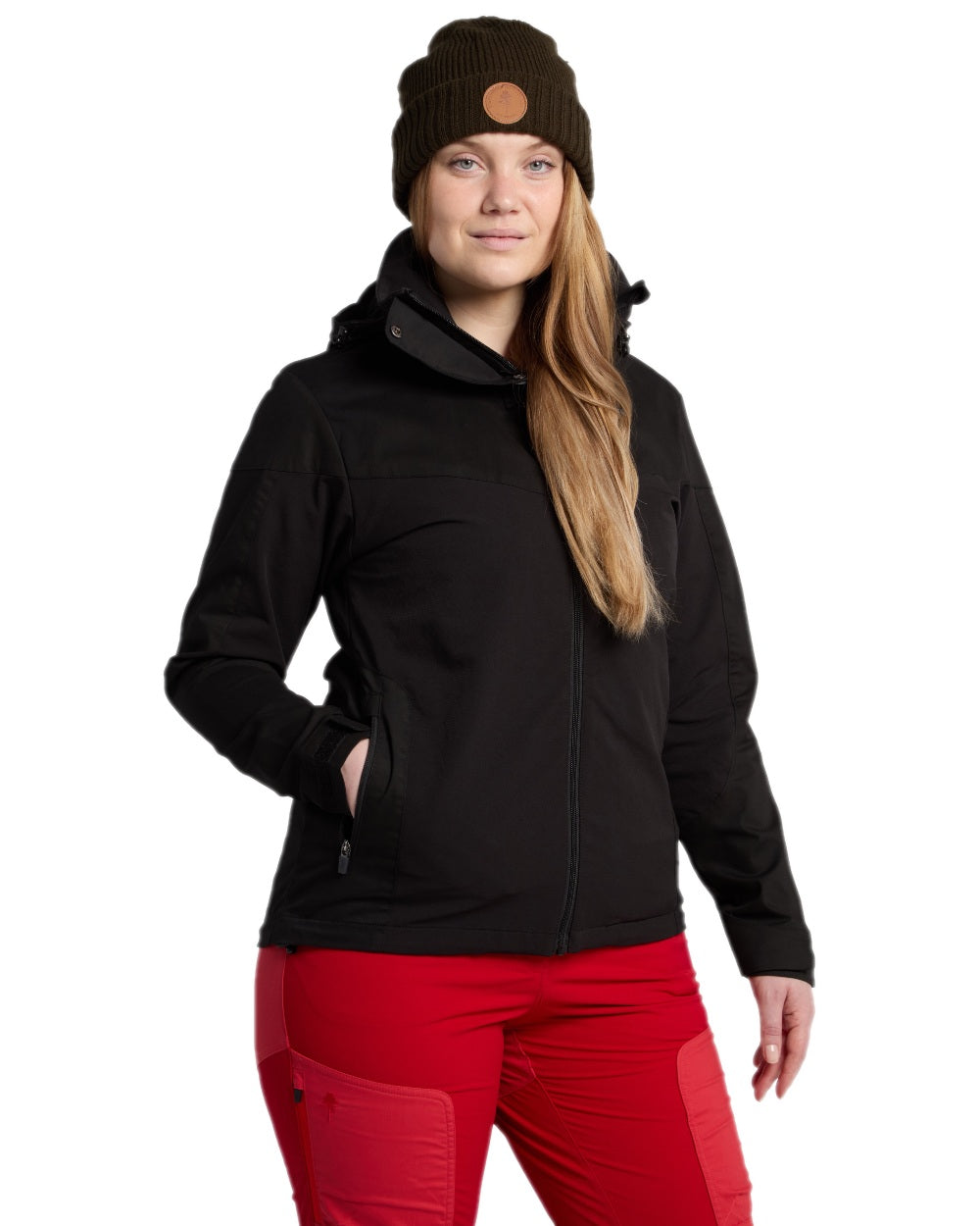 Black Coloured Pinewood Womens Finnveden Hybrid Jacket on white background #colour_black