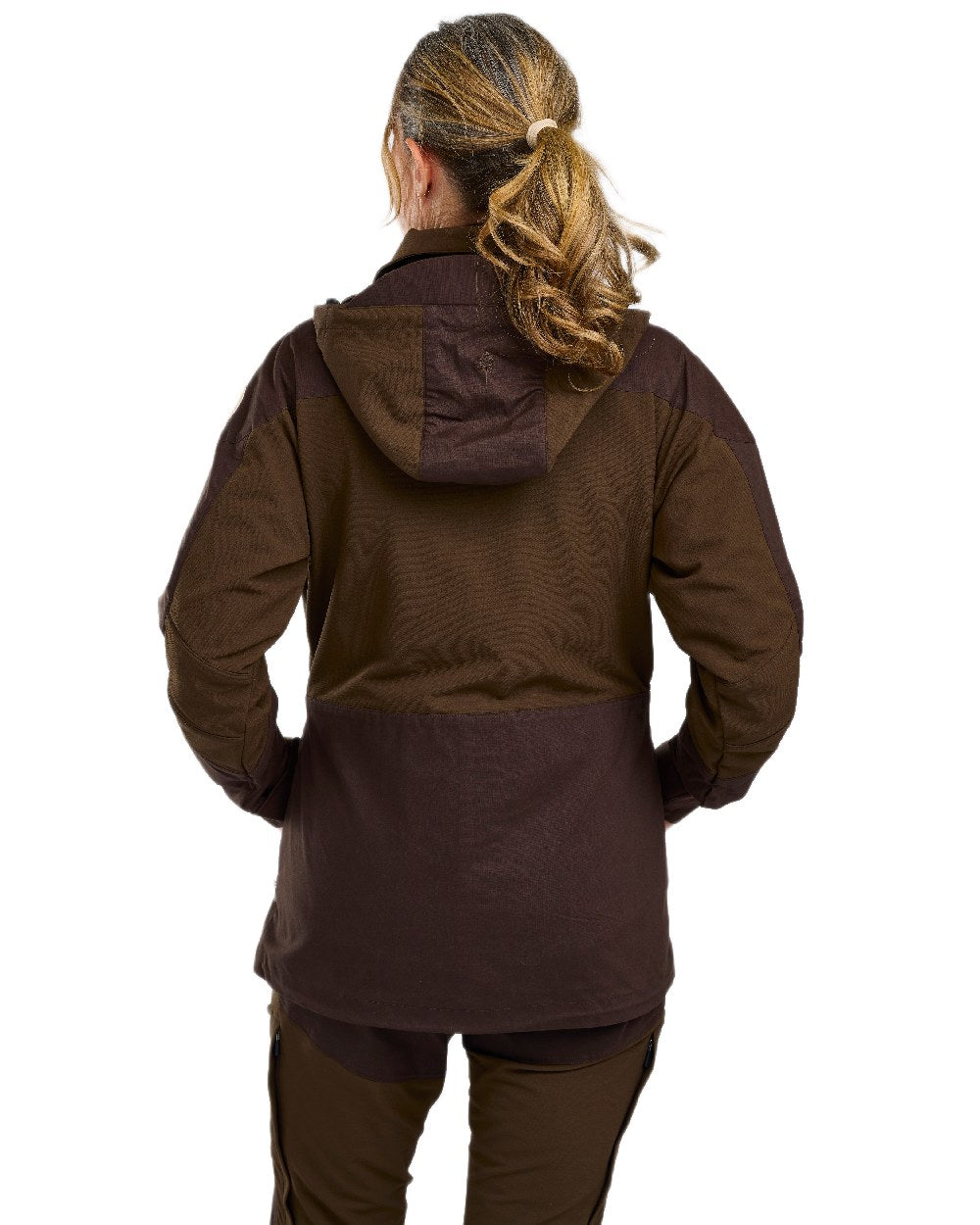 Dark Brown Coloured Pinewood Womens Finnveden Hybrid Jacket on white background #colour_dark-brown