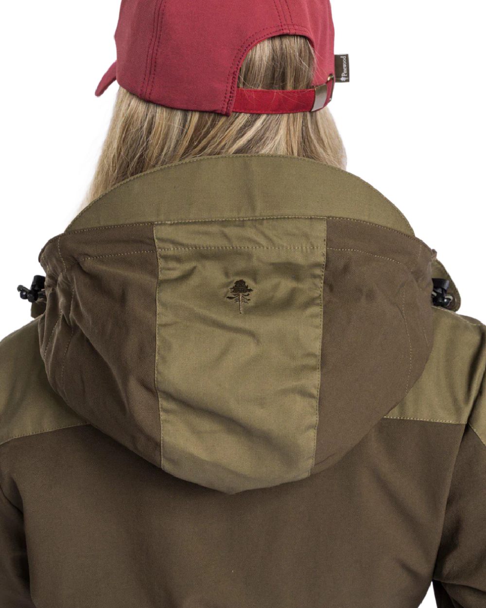 Dark Olive Hunting Olive coloured Pinewood Womens Finnveden Hybrid Jacket on white background #colour_dark-olive-hunting-olive