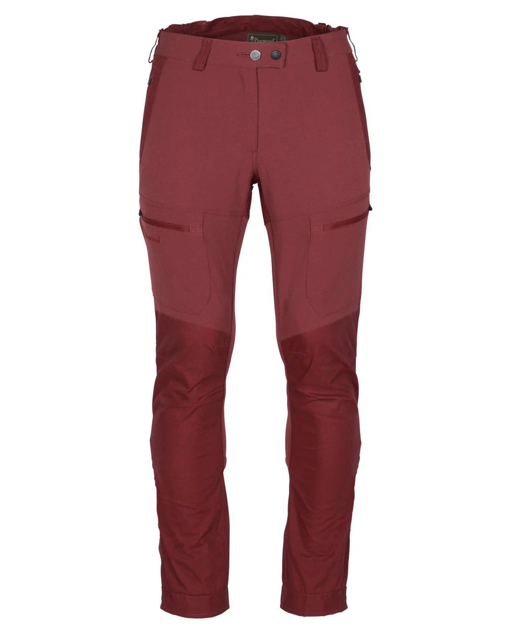 Dark Red Dark Tomato coloured Pinewood Womens Finnveden Hybrid Trousers on white background #colour_dark-red-dark-tomato