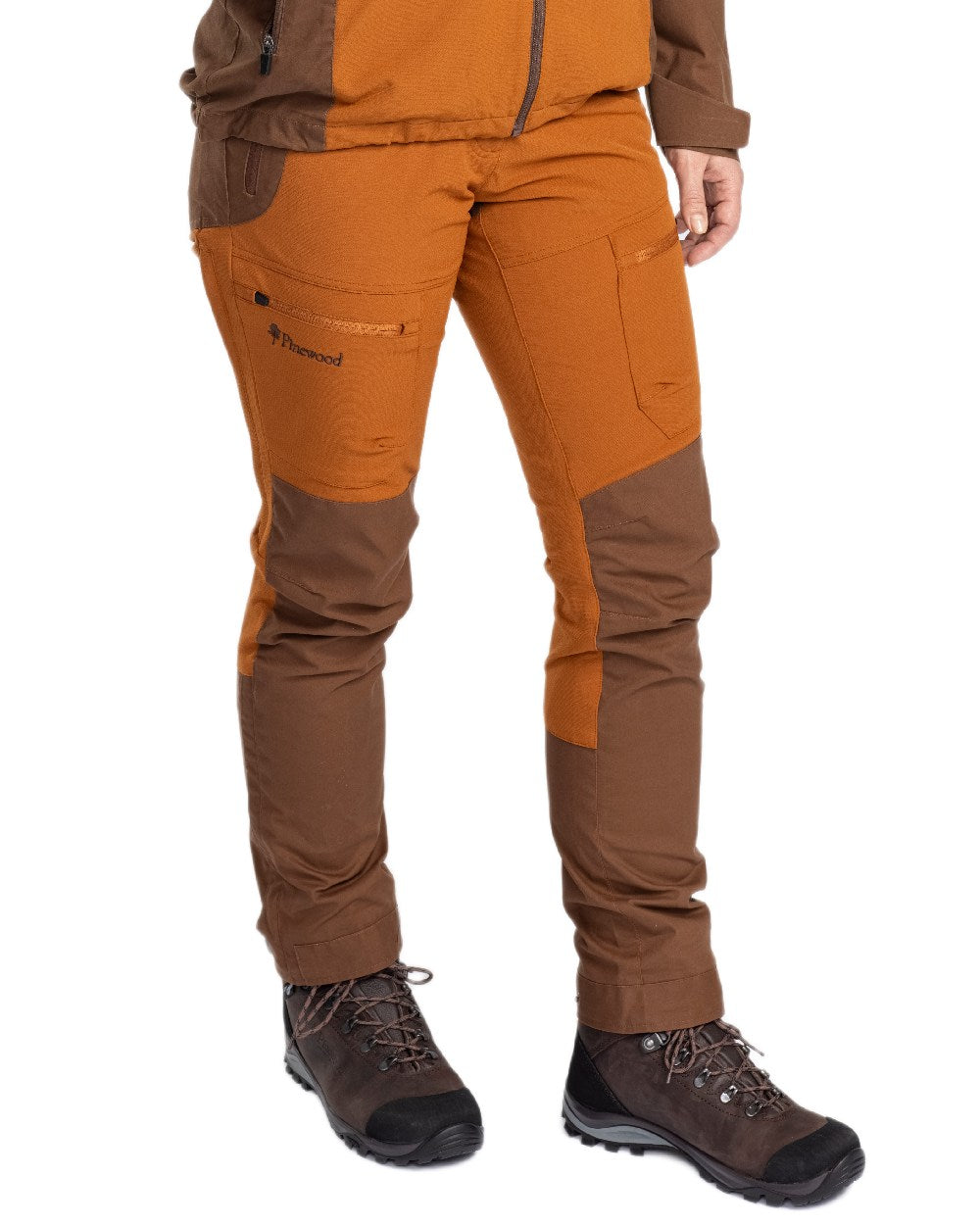 Fudge Nougat Coloured Pinewood Womens Finnveden Hybrid Trousers on white background #colour_fudge-nougat