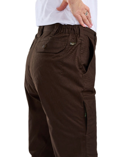 Dark Brown Coloured Pinewood Womens Finnveden Outdoor Trousers on white background #colour_dark-brown