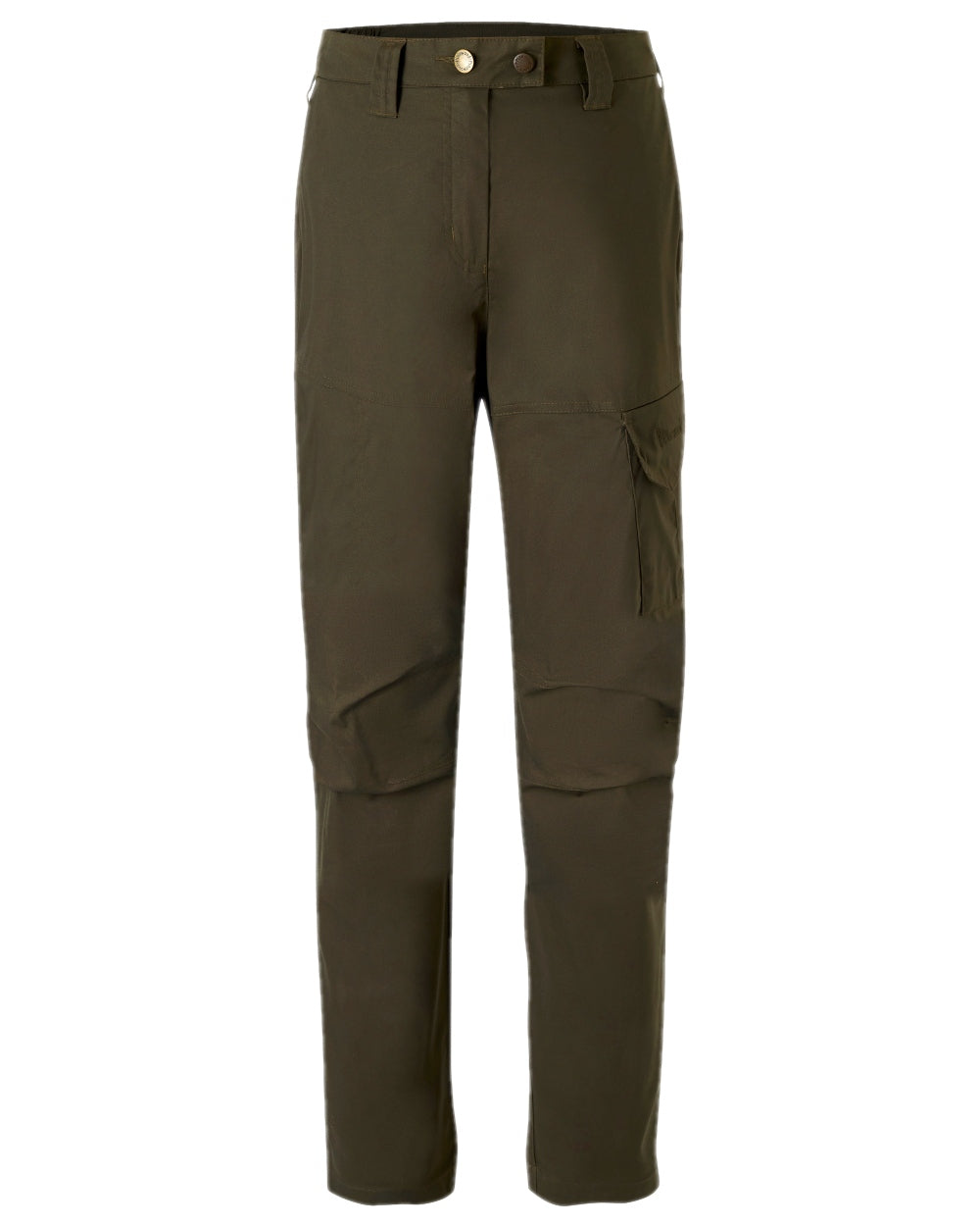 Dark Olive Coloured Pinewood Womens Finnveden Outdoor Trousers on white background #colour_dark-olive