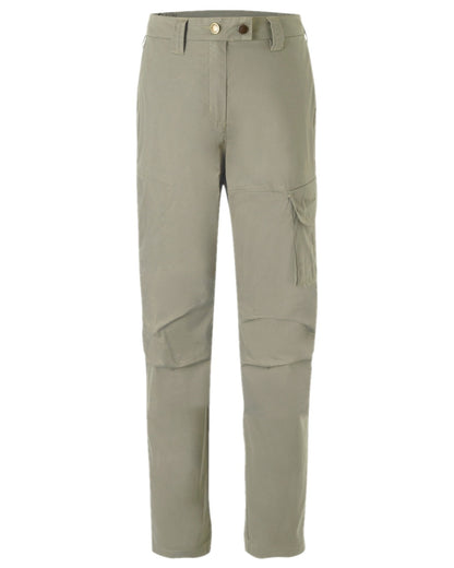 Light Khaki Coloured Pinewood Womens Finnveden Outdoor Trousers on white background #colour_light-khaki