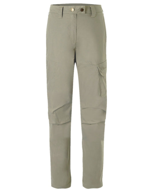 Light Khaki Coloured Pinewood Womens Finnveden Outdoor Trousers on white background #colour_light-khaki
