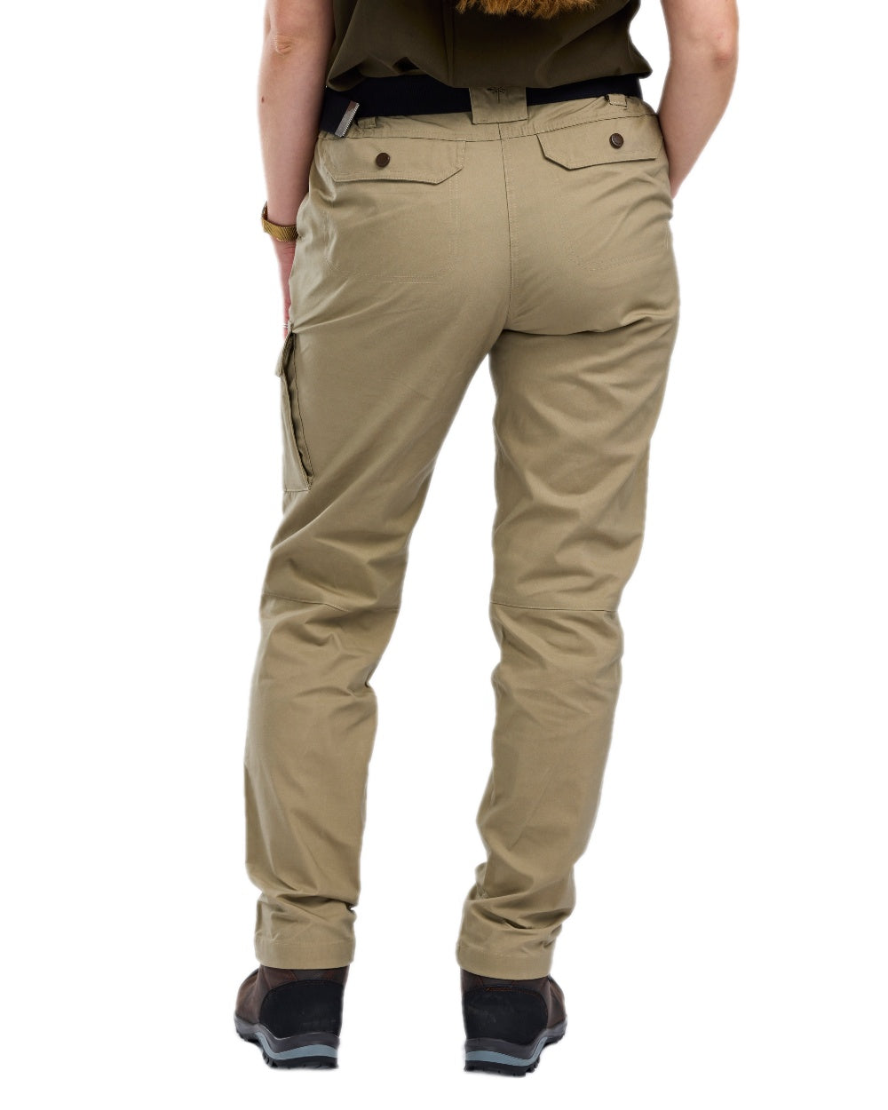 Light Khaki Coloured Pinewood Womens Finnveden Outdoor Trousers on white background #colour_light-khaki
