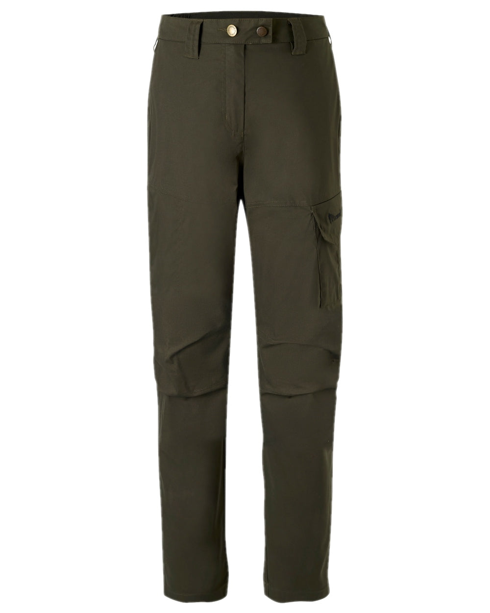 Moss Green Coloured Pinewood Womens Finnveden Outdoor Trousers on white background #colour_moss-green