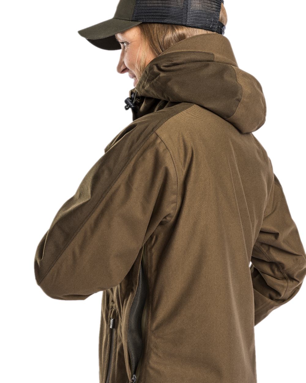 Hunting Brown Suede Brown Coloured Pinewood Womens Furudal Retriever Active Hunting Jacket on white background #colour_hunting-brown-suede-brown