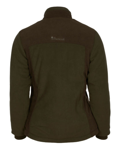 Green Suede Brown Coloured Pinewood Womens Harriette Padded Fleece Jacket on white background #colour_green-suede-brown