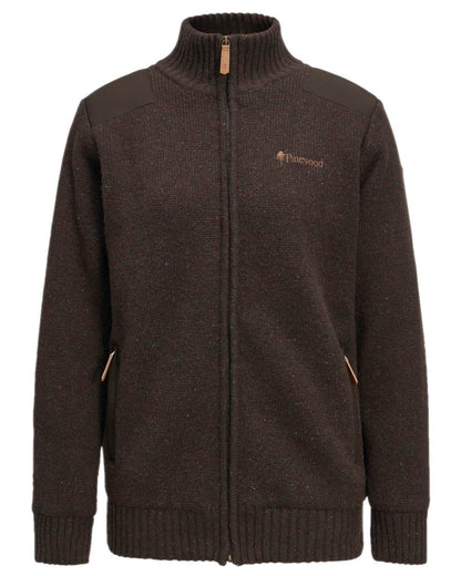 Dark Brown Mel Coloured Pinewood Womens Hurricane Full Zip Sweater on white background #colour_dark-brown-mel