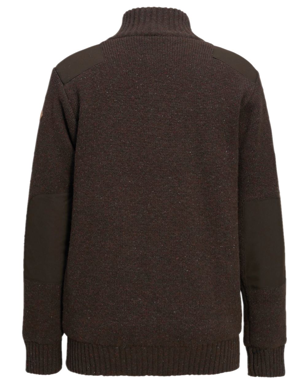 Dark Brown Mel Coloured Pinewood Womens Hurricane Full Zip Sweater on white background #colour_dark-brown-mel