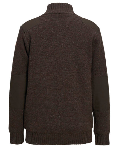 Dark Brown Mel Coloured Pinewood Womens Hurricane Full Zip Sweater on white background #colour_dark-brown-mel