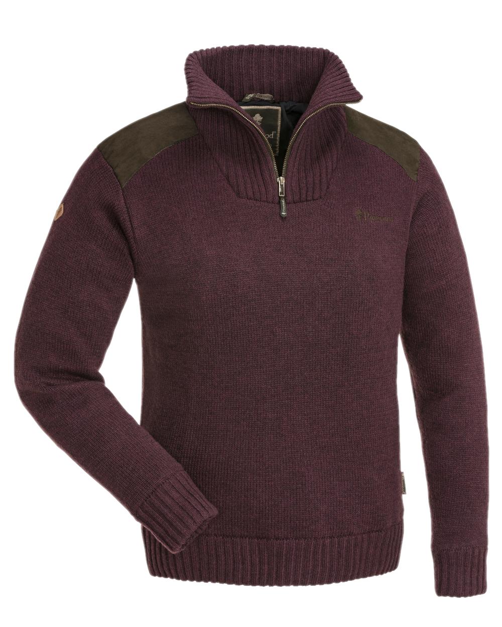 Dark Burgundy Mel Coloured Pinewood Womens Hurricane Knitted Sweater on white background #colour_dark-burgundy-mel