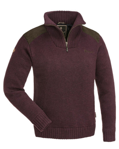 Dark Burgundy Mel Coloured Pinewood Womens Hurricane Knitted Sweater on white background #colour_dark-burgundy-mel