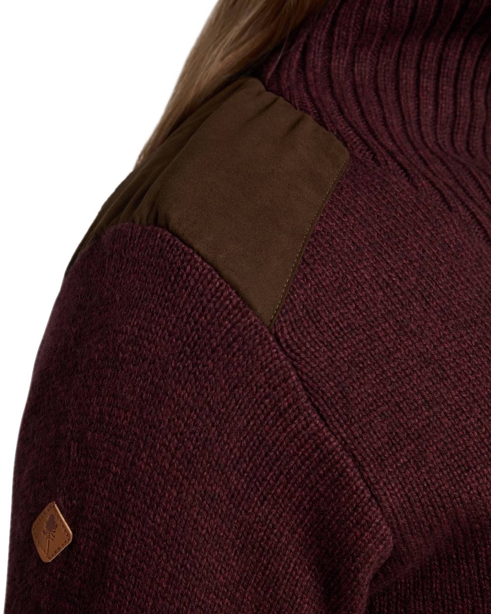 Dark Burgundy Mel Coloured Pinewood Womens Hurricane Knitted Sweater on white background #colour_dark-burgundy-mel