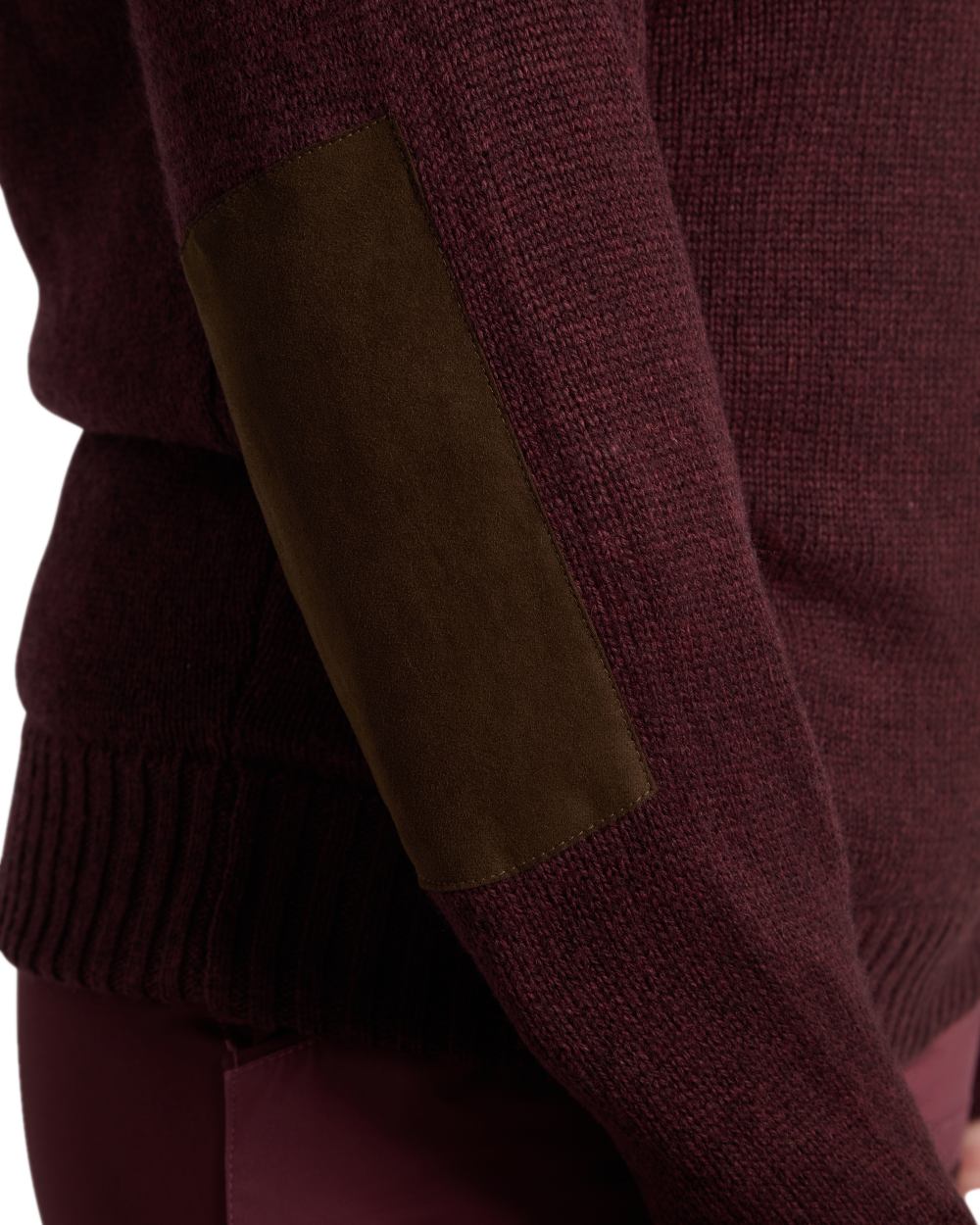 Dark Burgundy Mel Coloured Pinewood Womens Hurricane Knitted Sweater on white background #colour_dark-burgundy-mel