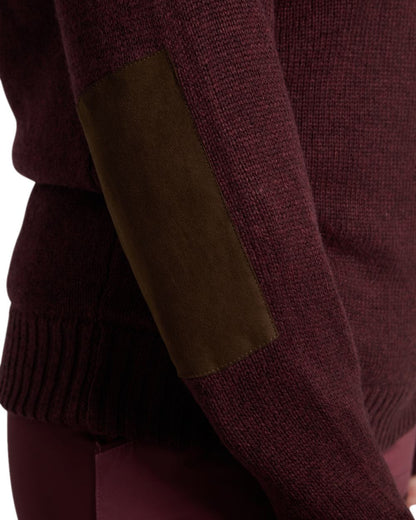Dark Burgundy Mel Coloured Pinewood Womens Hurricane Knitted Sweater on white background #colour_dark-burgundy-mel