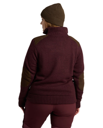 Dark Burgundy Mel Coloured Pinewood Womens Hurricane Knitted Sweater on white background #colour_dark-burgundy-mel