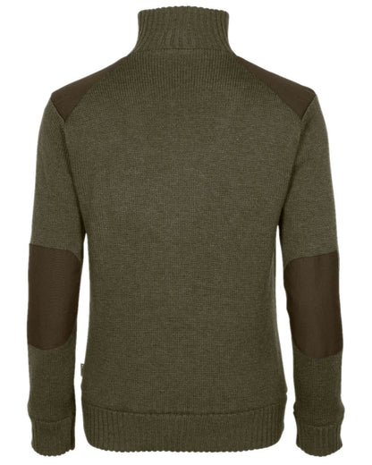 Dark Green Mel Coloured Pinewood Womens Hurricane Knitted Sweater on white background #colour_dark-green-mel