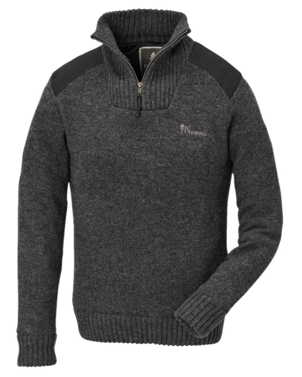 Dark Grey Mel Coloured Pinewood Womens Hurricane Knitted Sweater on white background #colour_dark-grey-mel