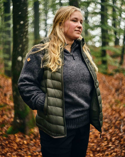 Dark Grey Mel Coloured Pinewood Womens Hurricane Knitted Sweater on outdoor background #colour_dark-grey-mel