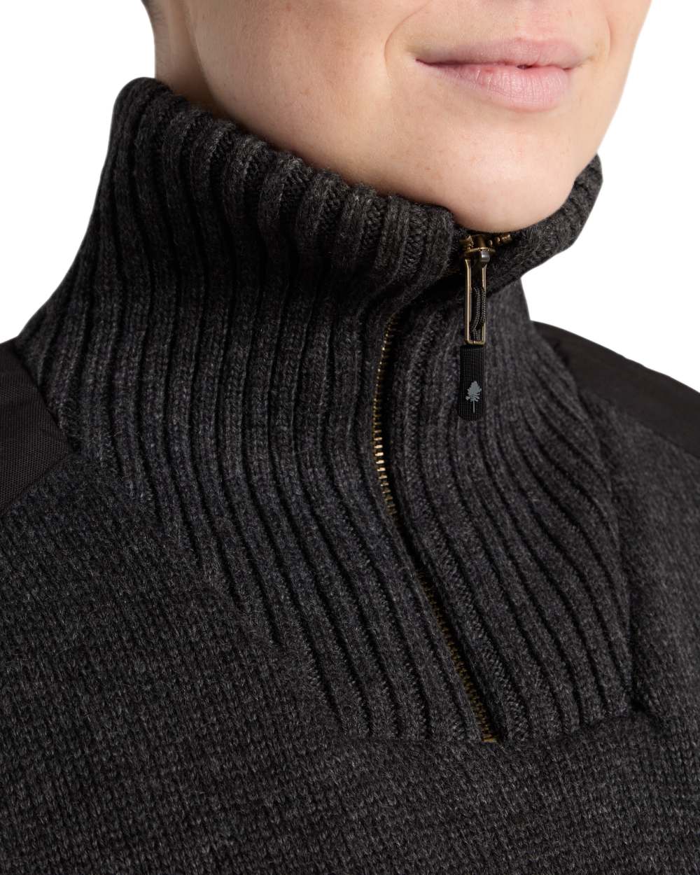 Dark Grey Mel Coloured Pinewood Womens Hurricane Knitted Sweater on white background #colour_dark-grey-mel