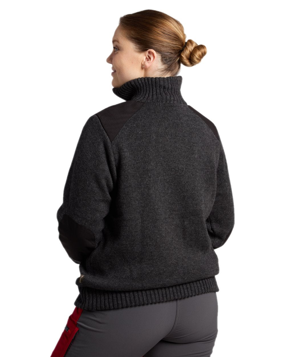 Dark Grey Mel Coloured Pinewood Womens Hurricane Knitted Sweater on white background #colour_dark-grey-mel