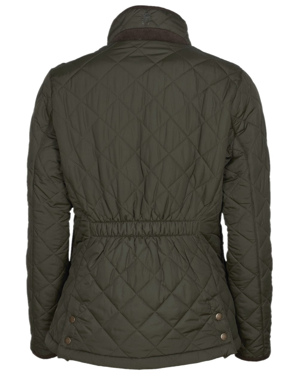 Moss Green Coloured Pinewood Womens Nydala Classic Quilt Jacket on white background #colour_moss-green