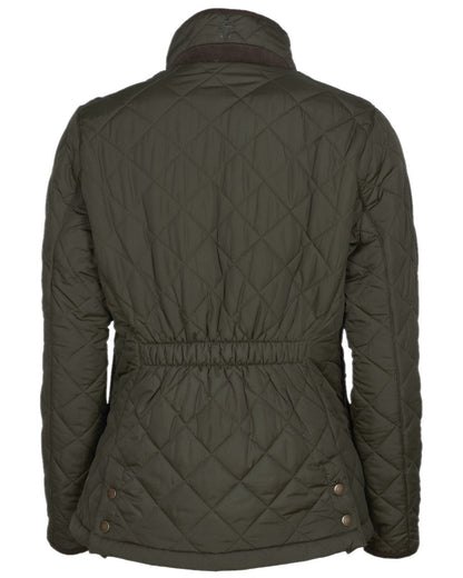 Moss Green Coloured Pinewood Womens Nydala Classic Quilt Jacket on white background #colour_moss-green