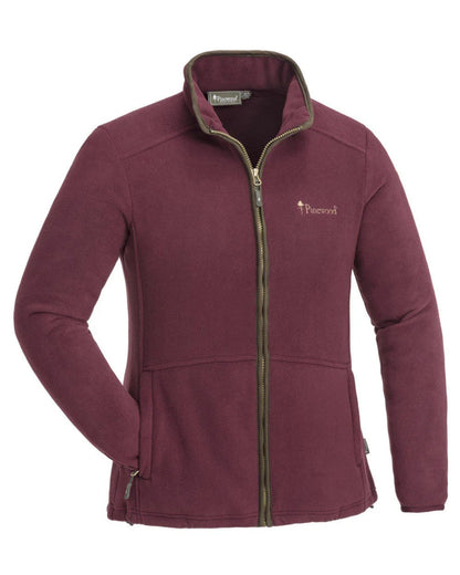 Burgundy Suede Brown coloured Pinewood Womens Nydala Fleece Jacket on white background #colour_burgundy-suede-brown