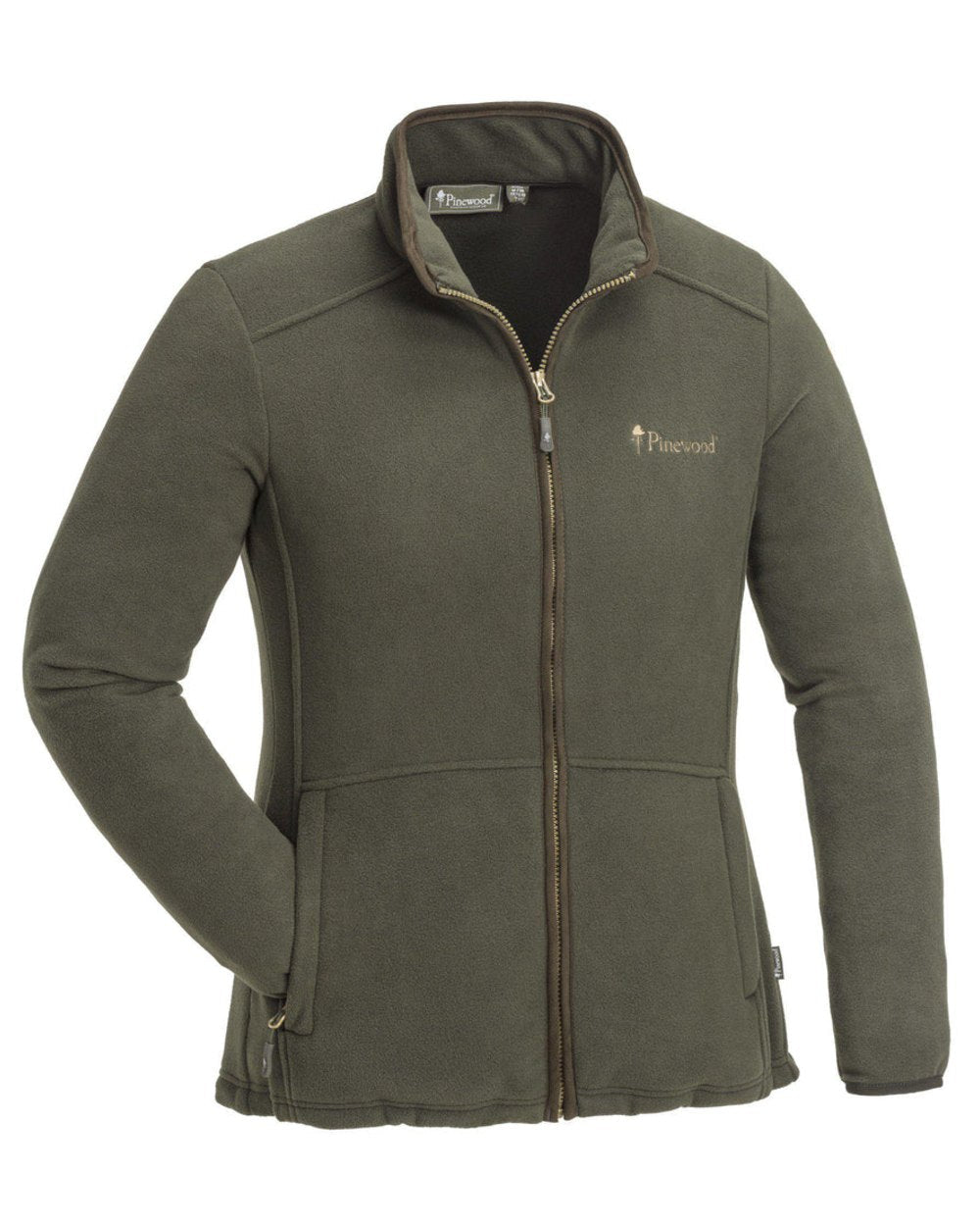 Heather Brown Suede Brown coloured Pinewood Womens Nydala Fleece Jacket on white background #colour_heather-brown-suede-brown