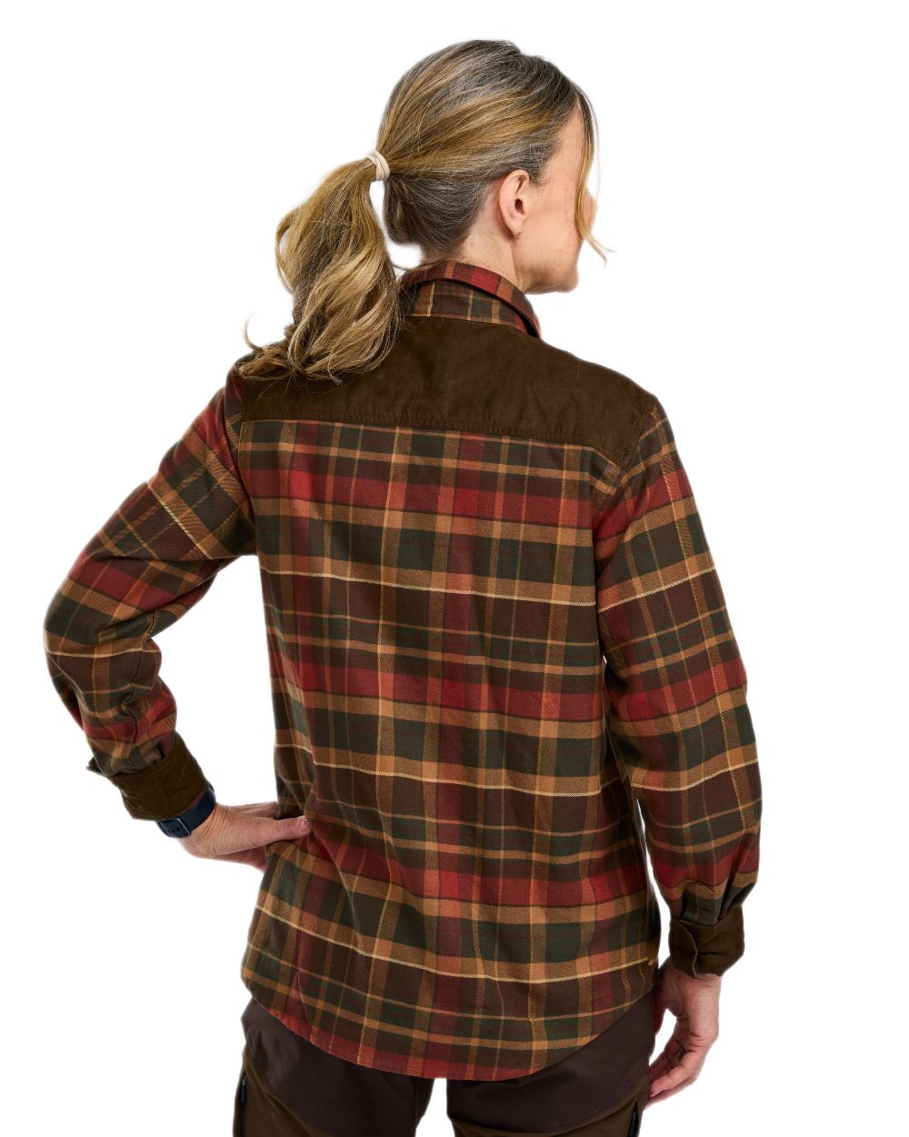 Dark Green Terracotta Coloured Pinewood Womens Prestwick Exclusive Shirt on white background #colour_dark-green-terracotta