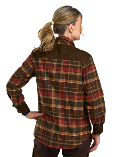 Dark Green Terracotta Coloured Pinewood Womens Prestwick Exclusive Shirt on white background #colour_dark-green-terracotta