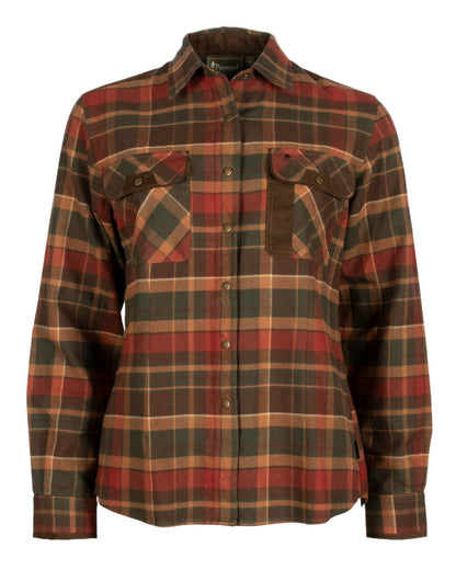 Dark Green Terracotta Coloured Pinewood Womens Prestwick Exclusive Shirt on white background #colour_dark-green-terracotta