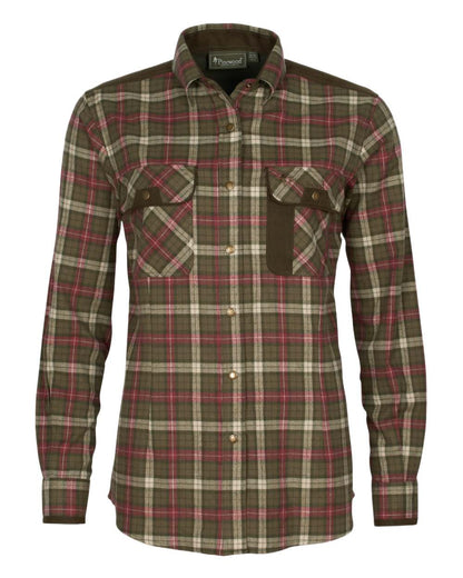 Hunter Olive Plum Coloured Pinewood Womens Prestwick Exclusive Shirt on white background #colour_hunter-olive-plum