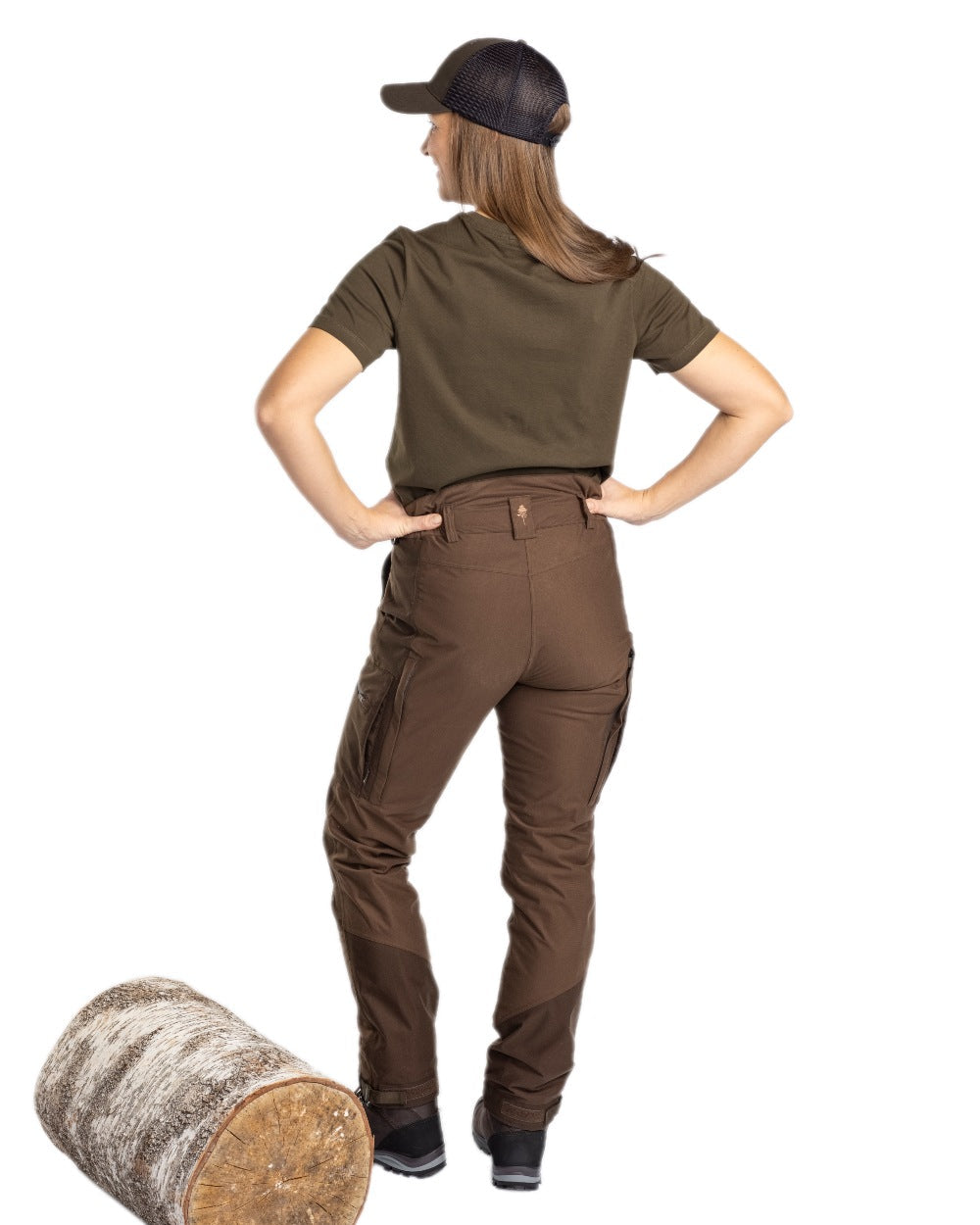 Hunting Brown Suede Brown Coloured Pinewood Womens Retriever Active Trousers on white background #colour_hunting-brown-suede-brown