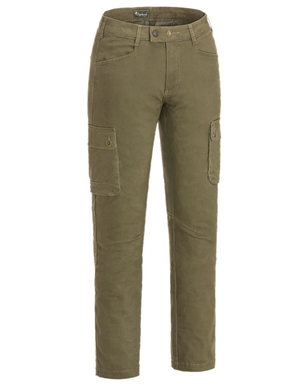 Hunting Olive Coloured Pinewood Womens Serengeti Trousers on white background #colour_hunting-olive