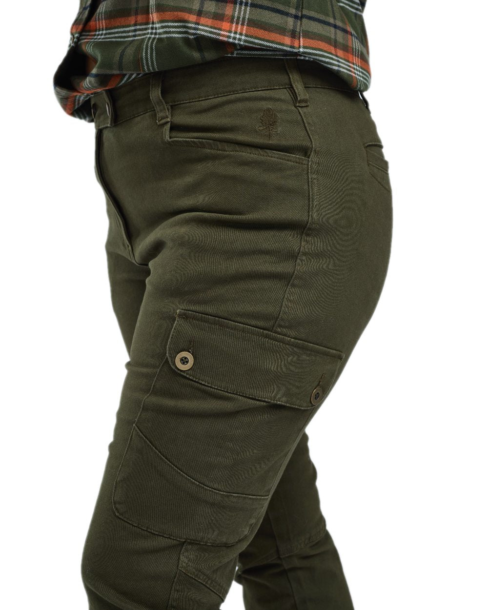 Moss Green Coloured Pinewood Womens Serengeti Trousers on white background #colour_moss-green