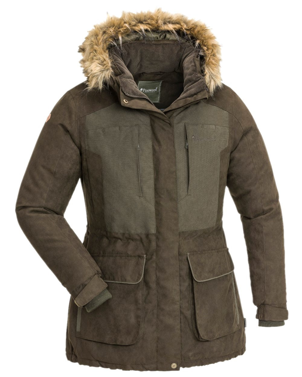 Suede Brown Coloured Pinewood Womens Smaland Abisko 2.0 Hunting Jacket on white background #colour_suede-brown