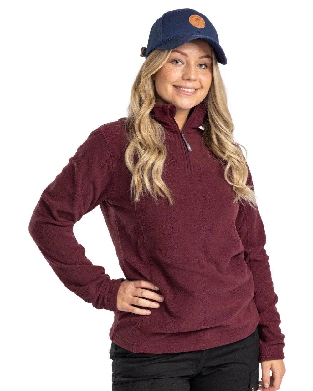 Earth Plum coloured Pinewood Womens Tiveden Fleece Sweater on white background #colour_earth-plum