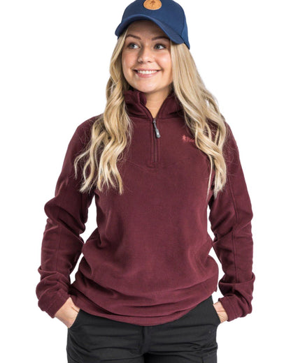 Earth Plum coloured Pinewood Womens Tiveden Fleece Sweater on white background #colour_earth-plum