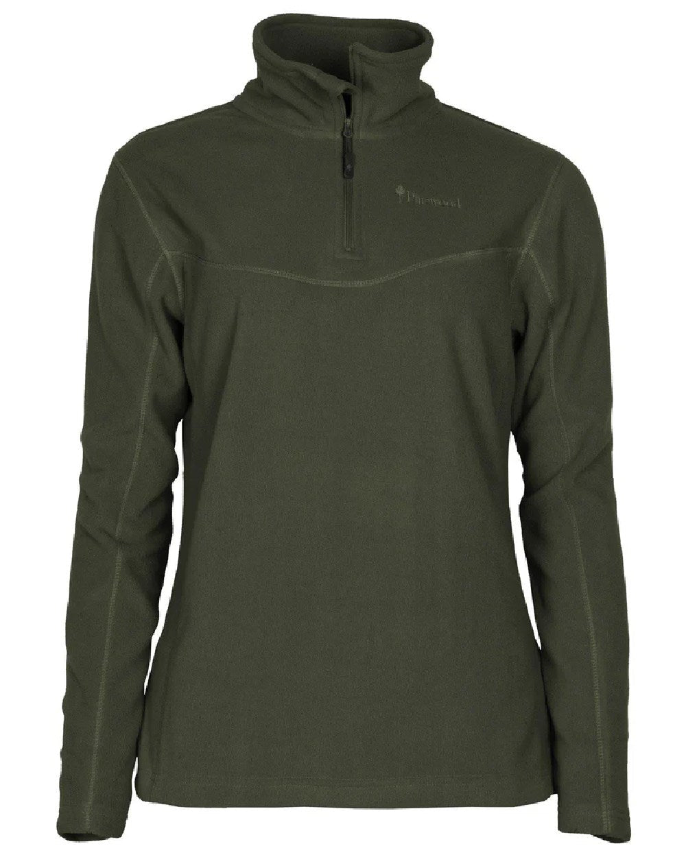 Green coloured Pinewood Womens Tiveden Fleece Sweater on white background #colour_green