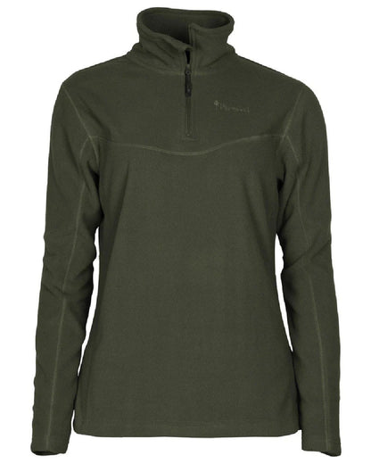 Green coloured Pinewood Womens Tiveden Fleece Sweater on white background #colour_green